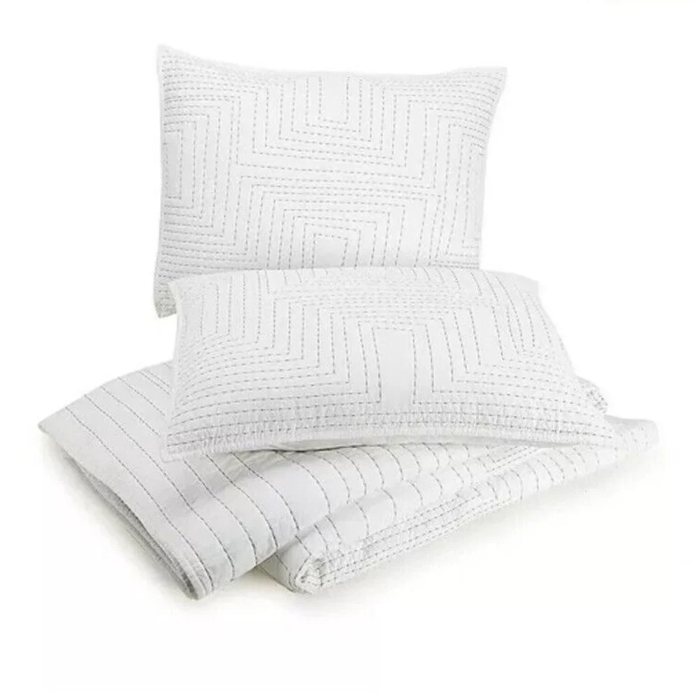 Lemieux Et Cie Mondoro Pillow Sham Standard White Stitched Clean Neutral Classic